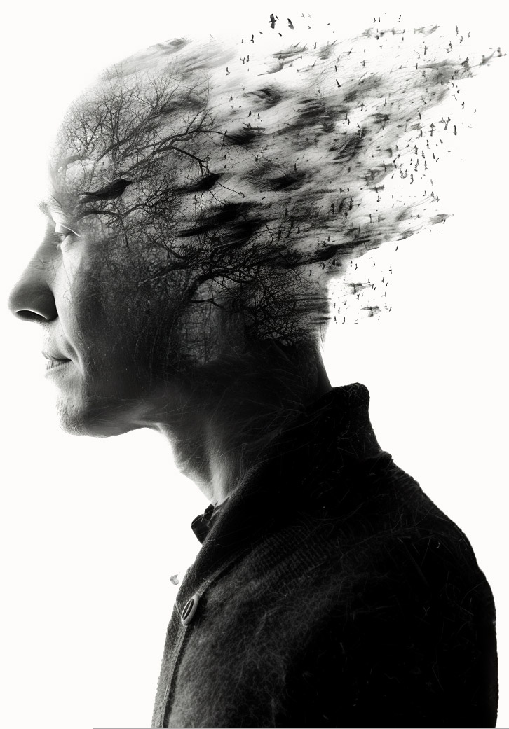 Silhouette dissolving into oneness